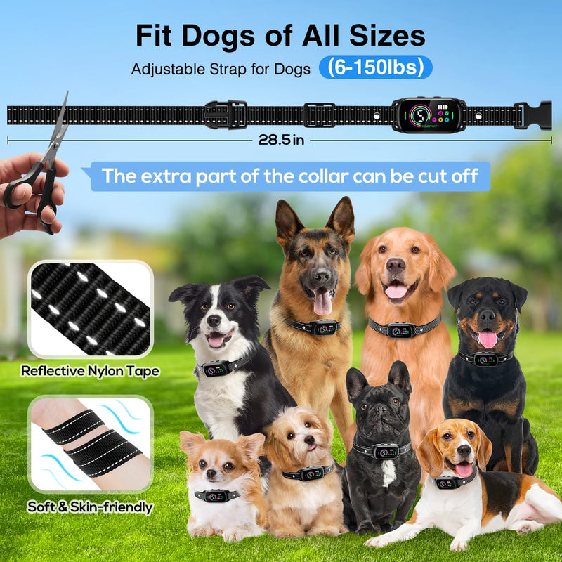 Bark Collar, 2 Pack Dog Bark Collar for Large Medium Small Dogs, Rechargeable Anti Barking Device for Dogs, Smart Training Collar with Beep Vibration 5 Sensitivity, Dog Bark Deterrent Devices Black - PawsPlanet Australia