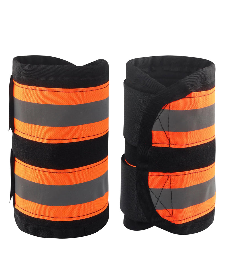 2/Pack Horse High Visibility Leg Gear, Horse Leg Wraps Add Safety, Breathable & Secure Horse Boots w/Fleece Inner Fluorescent Orange Fleece with Tape