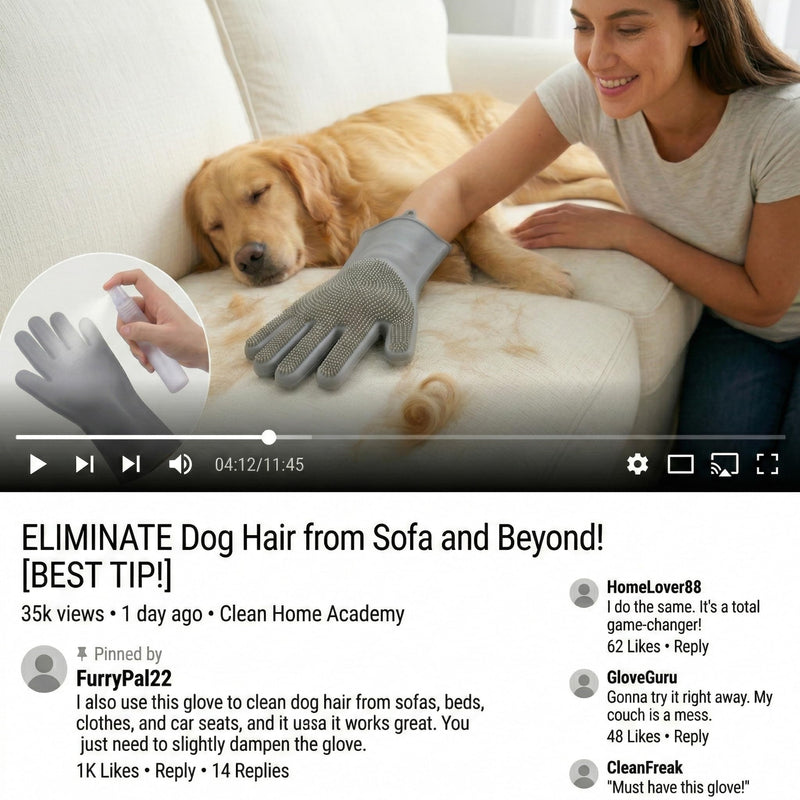 Dog Washing Gloves for Hair-Removal: Remove 90% Loose Hair One Bath - Silicone Grooming Gloves Effective Removing Long Dog Golden Retriever/Short Labrador Fur - Keep Home Furniture Fur-Free
