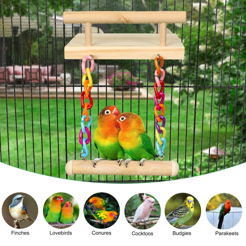 Bird Perches Cage Toys Parrot Wooden Platform Play Gyms Exercise Stands with Acrylic Wood Swing Ferris Wheel Chewing for Animals Green Cheeks, Baby Lovebird, Chinchilla, Hamster Budgie Platform+Swing - PawsPlanet Australia