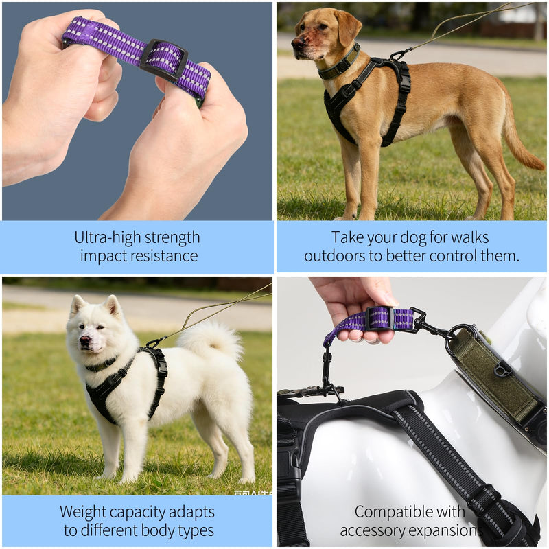 Prong Collar Safety Clip - Double Ended Dog Collar Safety Clip, Adjustable Backup Clip for Dog Harness Connectors, Heavy-Duty Dog Safety Clip & Dog Leash Clip for Walking, Running, Hiking - Purple