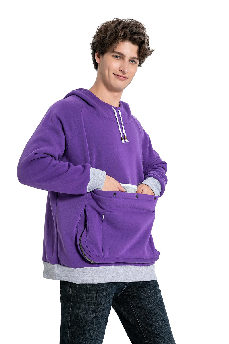 LINYUCHEN Cat Dog Carrier Hoodies – Puppy Kitten Carrying Sweatshirt Large Pet Pocket Pullover Top – Unisex Kangaroo Hoodies X-Large Purple - PawsPlanet Australia