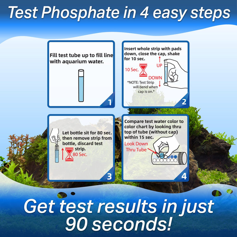 Phosphate Test Strips for Freshwater & Saltwater Fish Tank - Testing Strips for Fresh & Salt Water Aquarium - Lab Grade Water Tester Kit - 25 Count - PawsPlanet Australia