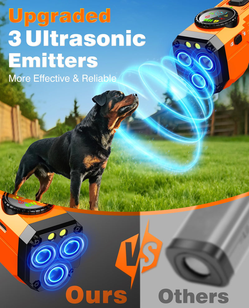 Dog Bark Deterrent Devices, 2025 Upgraded 3X Sonic Emitters Anti Barking Device for Own Or Neighbor's Dog, Safe & Effective Portable Ultrasonic Dog Bark Shield Rechargeable Dog Barking Silencer Orange - PawsPlanet Australia
