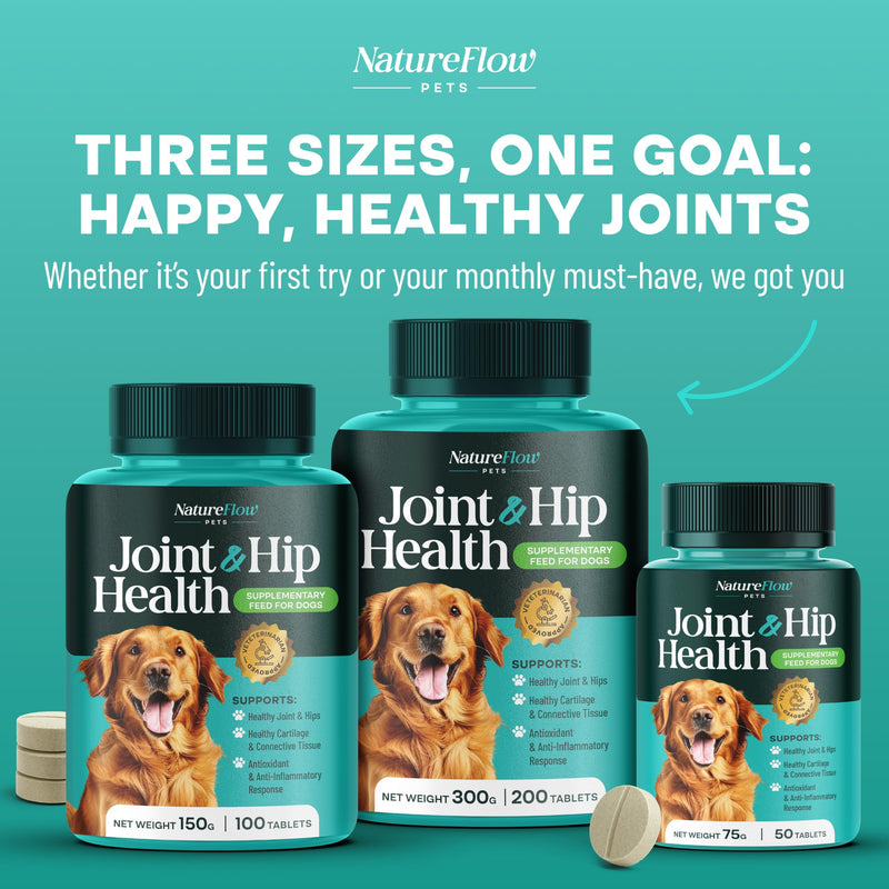 Natureflow Hip and Joint Supplement for Dogs 50ct, Power of Nature, Made in USA, Up to 100 Days Supply, with Green-Lipped Mussel, Glucosamine, Chondroitin, MSM & Devil’s Claw, for All Breeds 50 Counts - PawsPlanet Australia