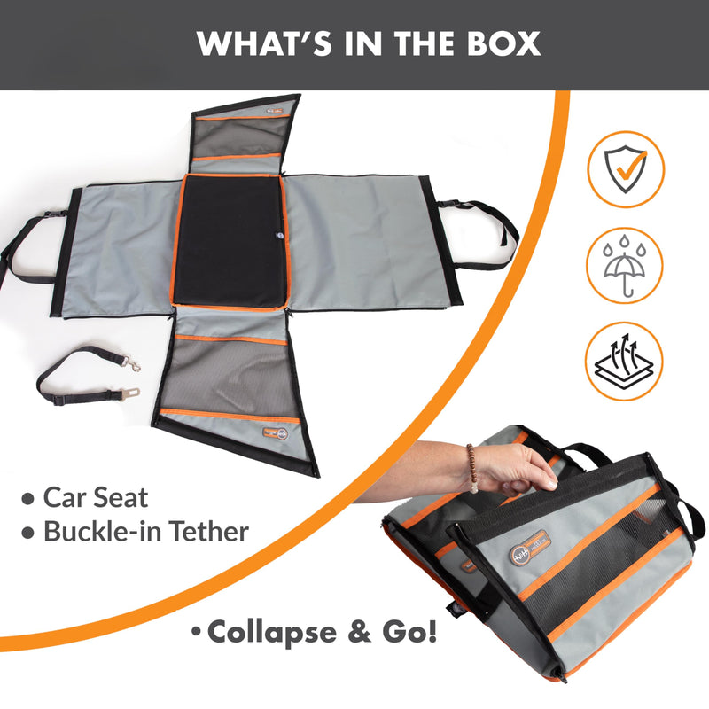 K&H Pet Products Buckle N Go Dog Car Seat for Small Dogs, Waterproof Fabric, Breathable Mesh Sides, Adjustable Seat Belt Leash, Carseat for Small Pets, Car Seat Carrier - XS 16 X 14 X 14in Gray X-Small 16 X 14 X 14 Inches - PawsPlanet Australia