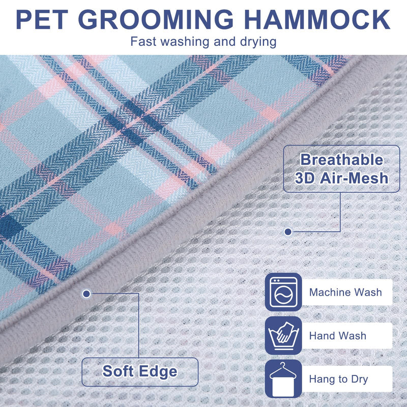 BEAUTYZOO Dog Grooming Hammock, Medium Dog Sling for Nail Trimming, Dog Hanging Harness for Claw Care with Thick Fabric Neck Support Wide Strap Restraint Cat Grooming Hammock, Blue L L (Leg Spacing: 10.6-15" / Max W: 60lbs) - PawsPlanet Australia