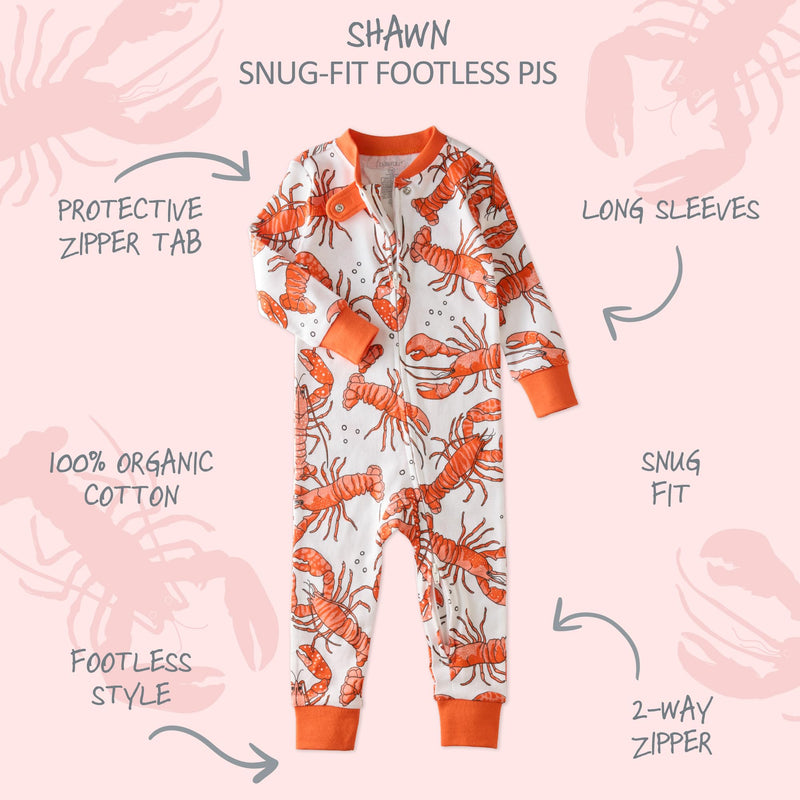 Shawn Snug-fit Footless Baby Pajamas One-Piece 100% Organic Cotton Zip Front Sleeper PJs for Baby Boys & Girls 12 Months Claw-some