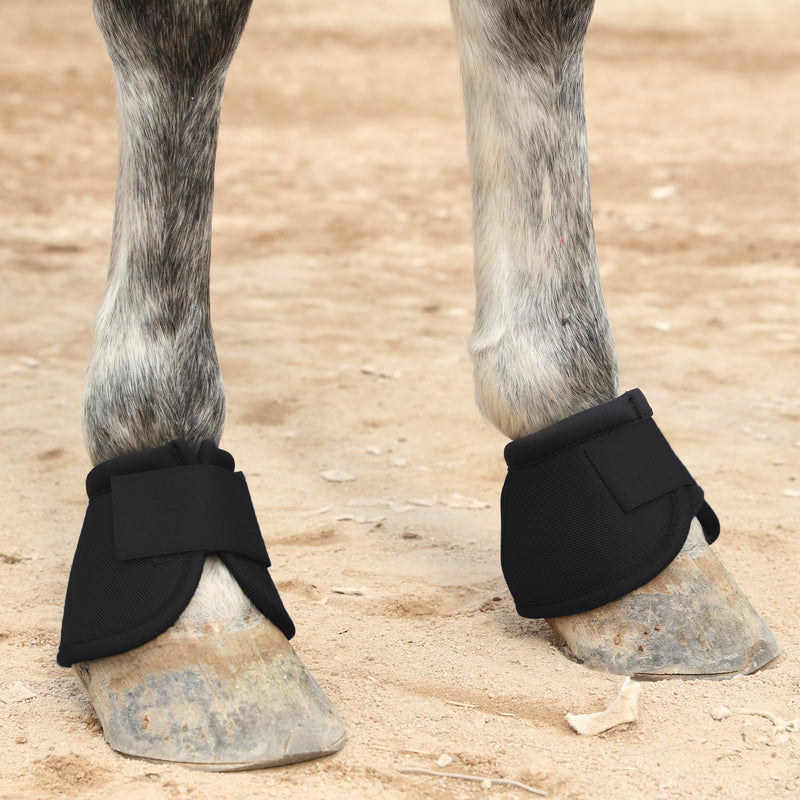 Equine Ballistic Overreach Bell Boots - No-Turn Horse Hoof Protection Boots (Sold in Pairs) - Black, Large - PawsPlanet Australia