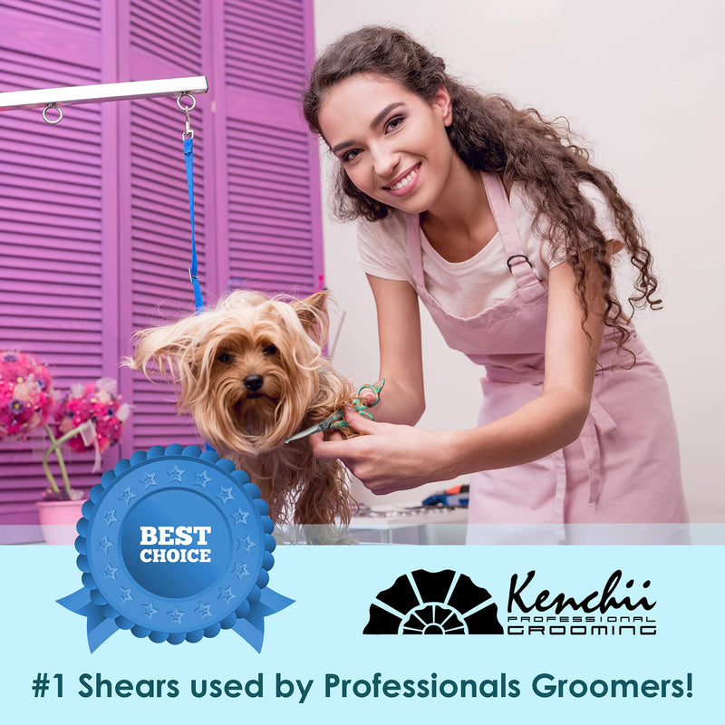 Kenchii Happy Puppy Ball Tip Shears Trimming Scissors for Dogs | Pet Grooming Puppy Essentials | Stainless Steel Grooming Scissors for Dogs | Safety Blunt Tip Scissors and Dog Grooming Tools | 5.5 In 5.5 Inch Blue - PawsPlanet Australia