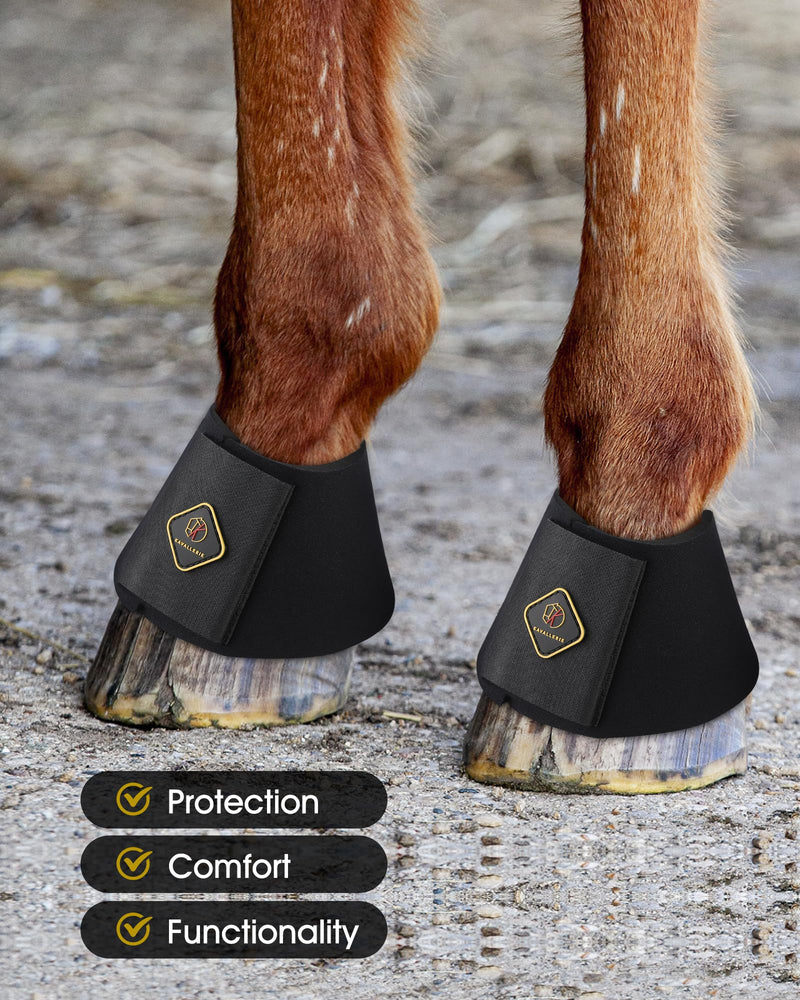 Kavallerie Pro Overreach Horse Bell Boots, Neoprene Pair for Training & Trail Riding Large