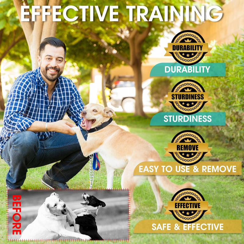 Adjustable Dog Training Pinch Collar with Quick Release Buckle, Prong Training Collar for Dogs for Small Medium Large Dogs, Extra Link and Caps, Black, L X-L (23-26" Neck, 4.0mm) - PawsPlanet Australia