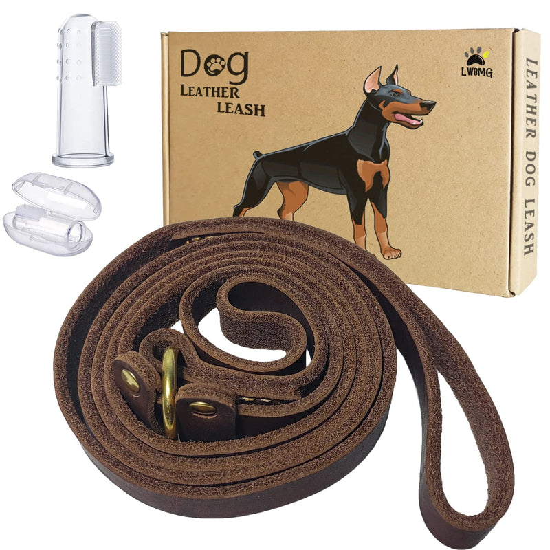 LWBMG 5.6ft Leather Dog Leash, Real Leather Slip Lead, Soft Adjustable Dog Training Leash for Small to Large Dogs, Brown 6ft x 3/4'' - PawsPlanet Australia