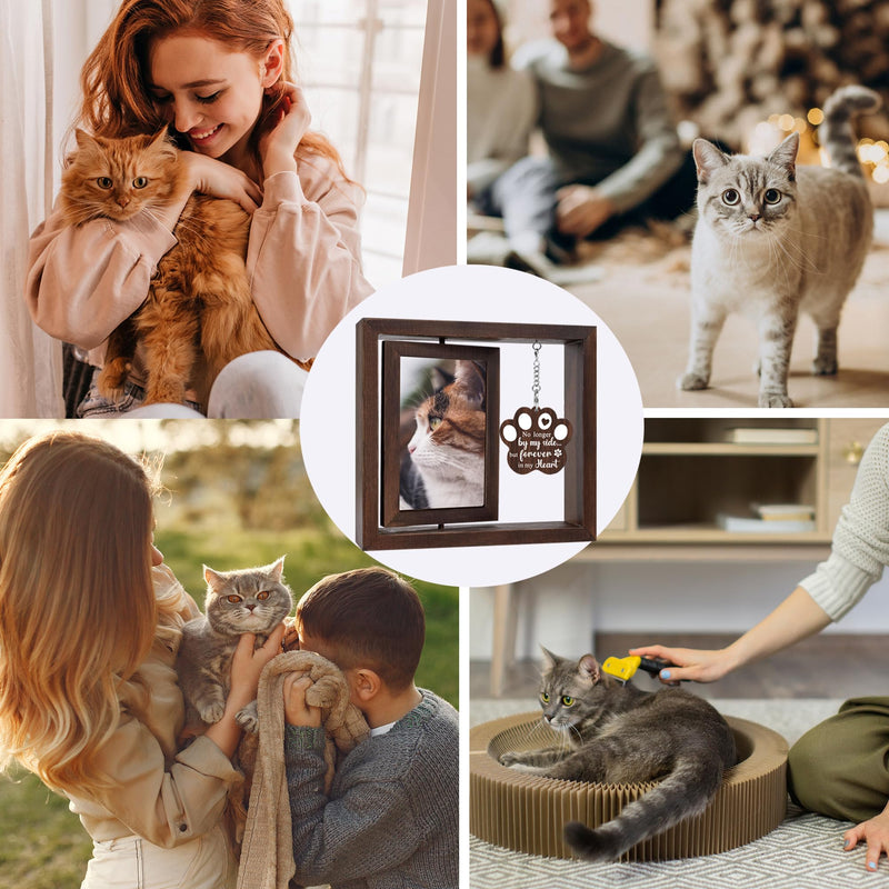 SHOW-YA Cat Memorial Gifts for Loss of Cat - Pet Memorial Gifts Cat,Loss of Cat Sympathy Gift, Cat Passing Away, Pet Remembrance Gift Cat,Rotating Wooden Cat Picture Frame 4x6 Photo - PawsPlanet Australia