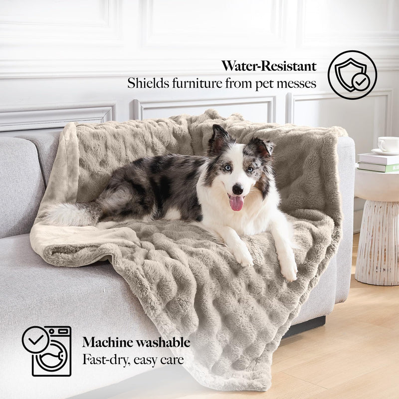 Modern Threads Water-Resistant Faux Rabbit Fur Pet Blanket for Dogs & Cats – Ultra-Soft Couch, Bed & Crate Protector, 30x40 Brown 30x40" - PawsPlanet Australia