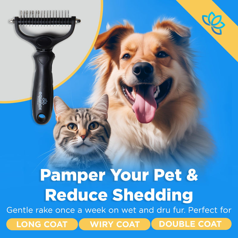 Equinox Dog Grooming Scissors & Deshedder - 7 in 1 Pet Grooming Scissors Set with undercoat brush - Curved Dog Scissors with safety tips - Includes Thinning & Rounded Shears - For dogs & cats Silver- Pet Grooming - PawsPlanet Australia