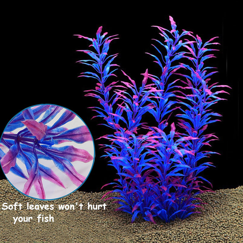15 Pieces Colorful Artificial Fish Tank Decorations, Aquarium Decorations Fish Tank Artificial Plastic Plants, Small to Large (2-12Inch) 2-12Inch - PawsPlanet Australia