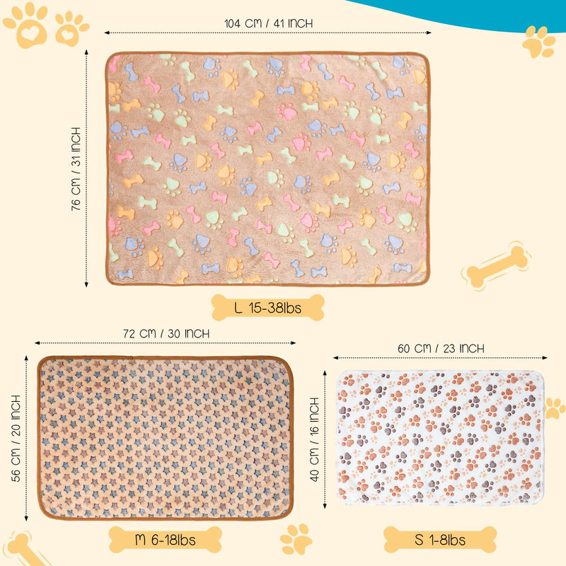 Tatuo 12 Pieces 16 x 24 Inch Dog Blanket Super Soft Warm Cat Sleep Mat Pet Kitten Doggy Fluffy Fleece Blankets with Cute Dog Paw Bone Star Elephant Patterns Printed Fluffy Blanket for Small Cat Puppy - PawsPlanet Australia