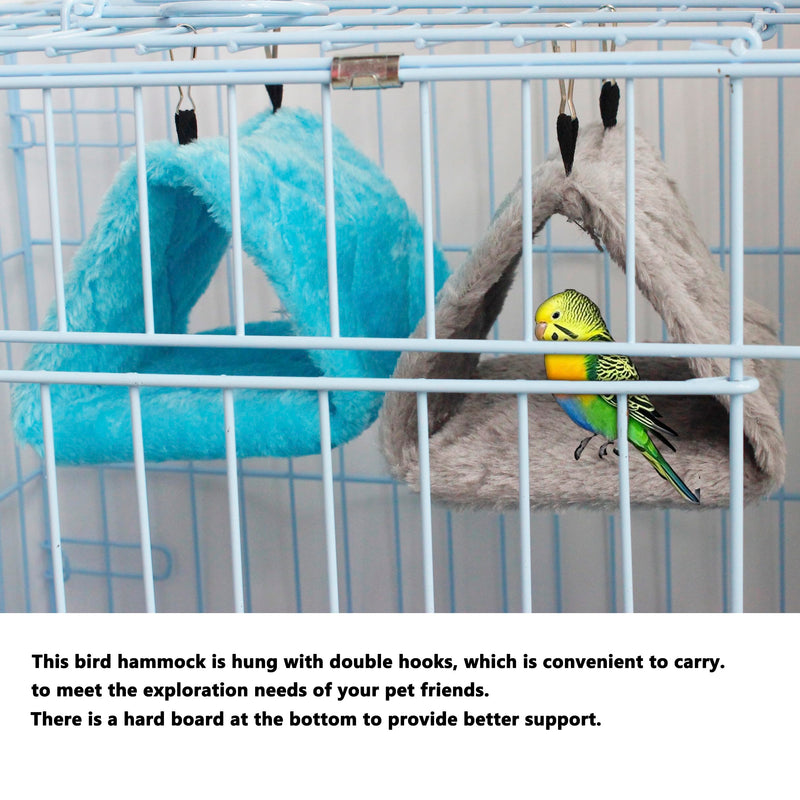 2 Pack Warm Bird Nest House Shed Hut Parrot Sleeping Bed Hanging Hammock Snuggle Cave Birds Hut Hideaway Tent for Pet Parrot Macaw Budgies Cockatiels Cockatoo Lovebird Size S (Blue&Grey) - PawsPlanet Australia