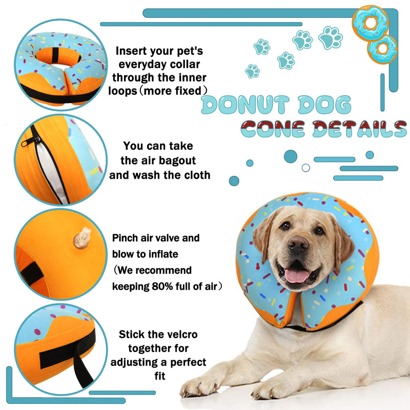 Recovery Donut Collar for Dogs & Cat,Inflatable Dog Cone Collar Alternative After Surgery,Soft Dog Cone for Large Medium Small Dog,Adjustable Dog Neck Donut Collar(Blue,X-Large) Blue XL（Neck 18"-23"） - PawsPlanet Australia