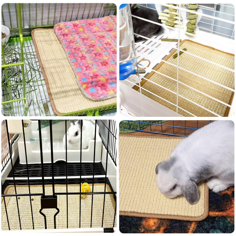Rabbit Scratching Pad, 16 x 12 Inch Natural Sisal Bunny Scratch Mat Scratcher Mats Claws and Teeth Care for Biting Sleeping Nesting Small Animal Bedding Bed Play Toy (Beige+Brown, 2Pcs) Beige+Brown 2pcs 15.7 x 11.8 in - PawsPlanet Australia