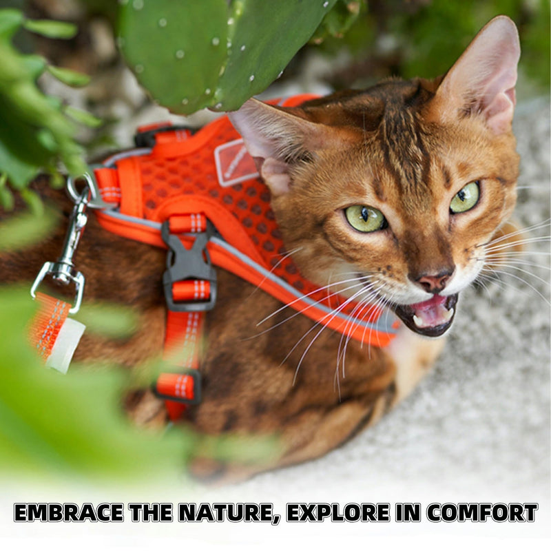 Cat Harness and Leash Set for Comfortable Outdoor Walking, Escape Proof, Adjustable Soft Kitten Vest Harness with Reflective Strip for Cats, Small Dogs (Pink, S) Pink - PawsPlanet Australia