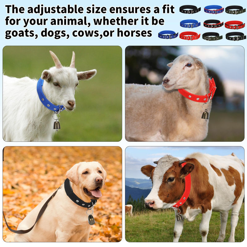 10 Sets Goat Collars with Bells Adjustable Small Animal Collar with Sheep Bell Sheep Collar with Grazing Cow Bells Pet Collar with Bronze Bell Goat Supplies for Farm Animal Sheep Accessories - PawsPlanet Australia