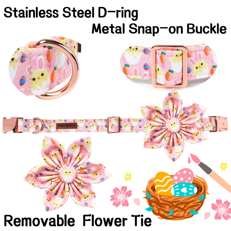 Unique style paws Easter Dog Collar Puppy Collars Harnesses & Leads For Dogs Uk Bow Tie Soft Adjustable Cute Flower Comfortable Collars Pet Gift For Small Medium Large Dogs XL PINK XL - PawsPlanet Australia