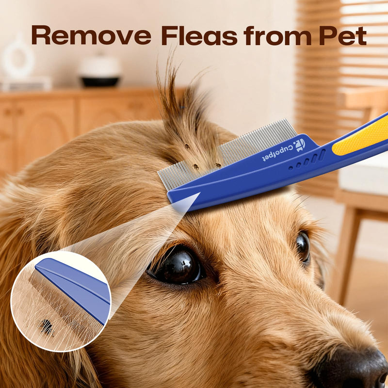 3-Pack Flea Comb with Rubber Handle, Fine Tooth Flea and Tick Combs for Dogs & Cats, Anti-Slip Pet Grooming Comb for Puppies, Kitties (Pink) Pink - PawsPlanet Australia