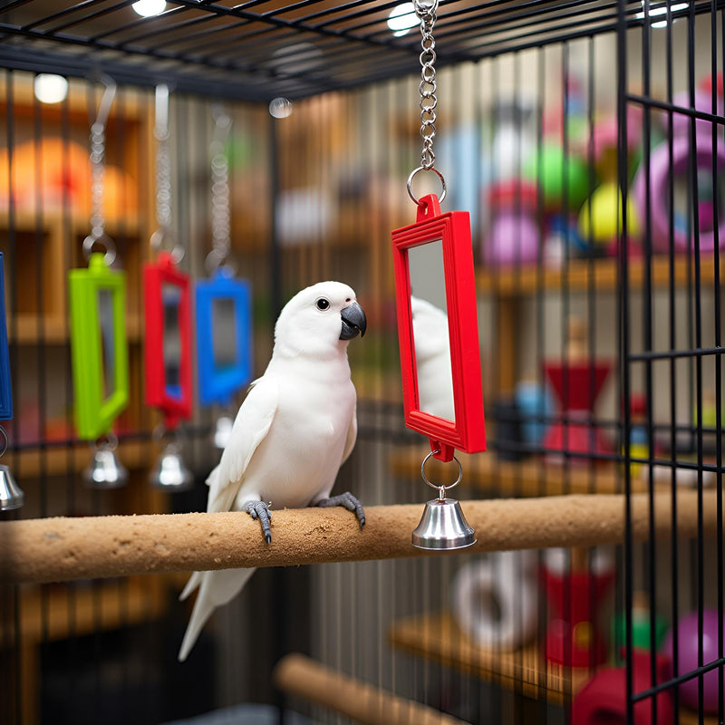 1Pc Random Color Pet Bird Mirror with Bell Interactive Parrot Toys for Budgies Parakeets Conures, Pet Supplies - PawsPlanet Australia