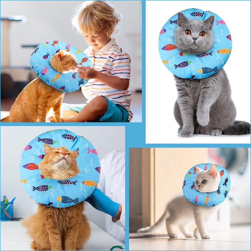 Cat Cone Collar Soft, Cute Cat Donut Adjustable Cat Recovery Collar Elizabethan Cone Cat Cones to Stop Licking Comfortable Anti-Bite Neck Cone for Pet Cats Kittens After Surgery Medium Blue - PawsPlanet Australia