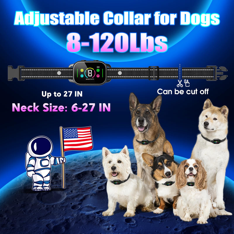 Bark Collar- Smart Dog Bark Collar for Small Medium Large Dogs, Rechargeable Anti Bark Training Collar with 8 Adjustable Sensitivity, Barking Collar with Beep Vibration Harmless Shock (Black) Black - PawsPlanet Australia