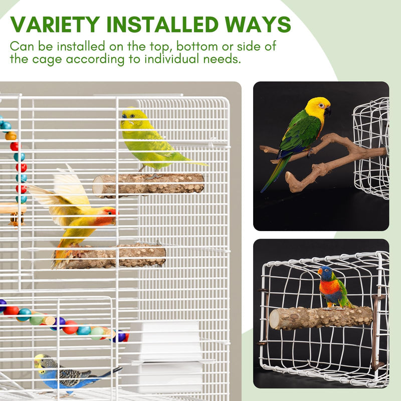 8pcs Brid Perch Bird Cage Accessories 2 Natural Grape Stick Paw Grinding Fork 6 Parrot Stand Bird Toys for Parakeets, Cockatiels, Conure, Budgies
