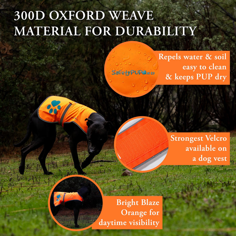 Reflective Dog Vest. Hi-Visibility, Fluorescent Blaze Orange Dog Vest Helps Protect Your Best Friend. Safeguard Your PUP from Motorists & Hunting Accidents, On or Off Leash. (Med) Medium - PawsPlanet Australia