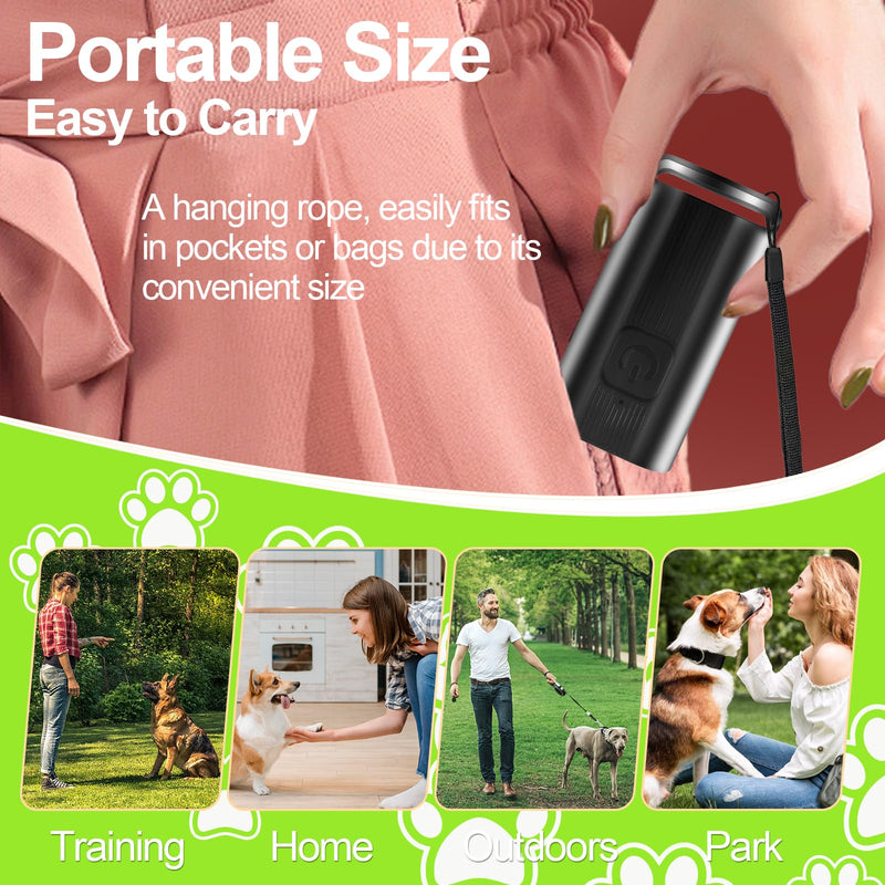 Mini Ultrasonic Dog Bark Deterrent Device - Stop Dog Barking Device for Own or Neighbor's Dog, Rechargeable Anti Barking Dog Trainer Portable Stop Barking Pet Training Tool Black