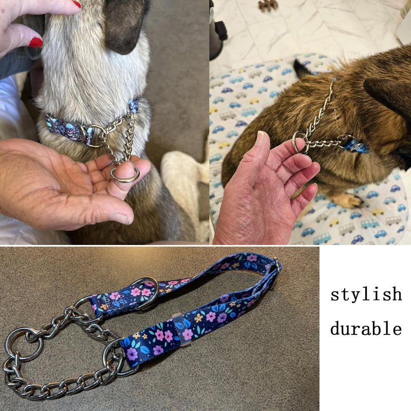 Choke Collar for Dogs,Martindale Dog Collar for Large Dogs,Choke Chain for Dogs,Training Escape Proof Heavy Duty Dog No Pull Dog Collar for Medium Large Male Dogs,Blue Plaid L Blue Plaid L(Neck 19-24") - PawsPlanet Australia