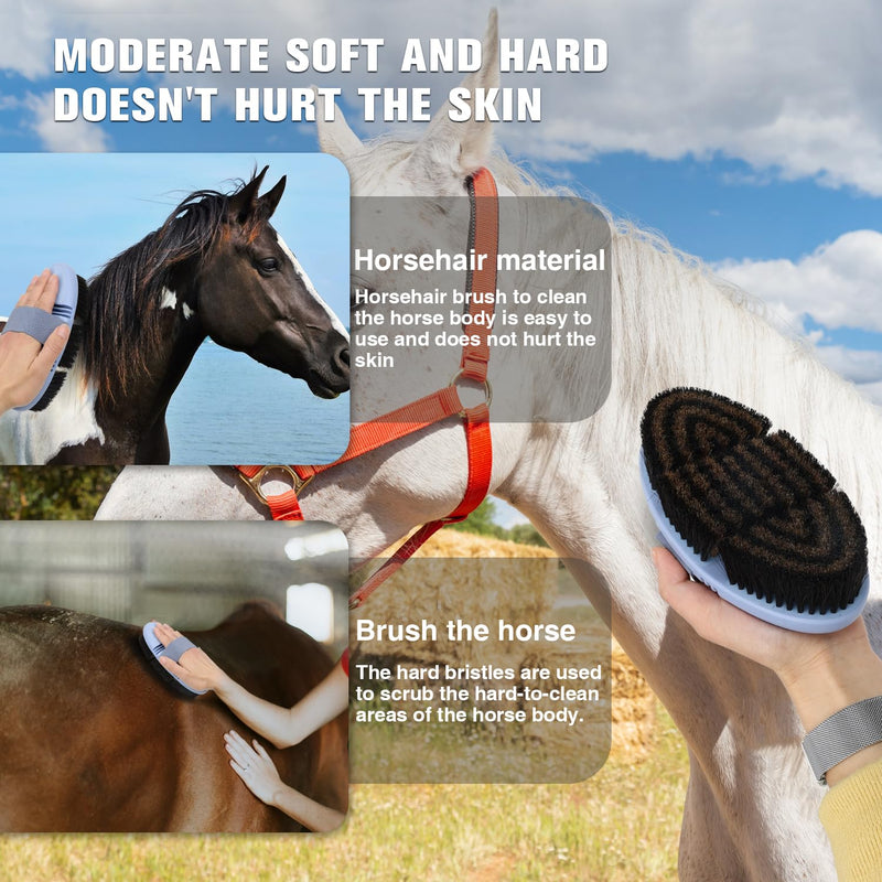 Horse Body Brush Flexible Professional Grooming Tool For Horse Brush, Dirt Removal Equine Supply Hold In Hand - PawsPlanet Australia