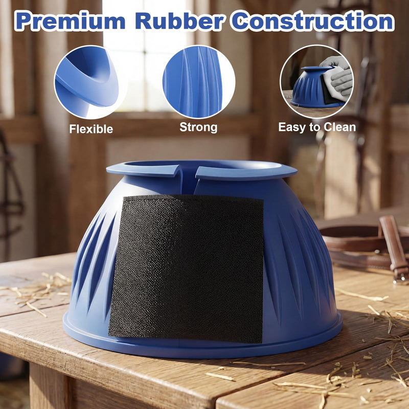 Bell Boots for Horses, Protect Against Hoof Impact Trauma, Rubber Bell Boots for Horses, Made of Rubber,1 Pair Blue