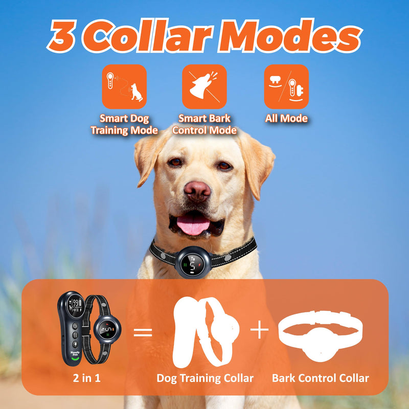 Neoally 2 in 1 Dog Training and Bark Control Collar: Smart Anti Barking Collar with and with No Remote for 5-150 lbs Small Medium Large Dogs. Rechargeable and Waterproof Receiver - PawsPlanet Australia