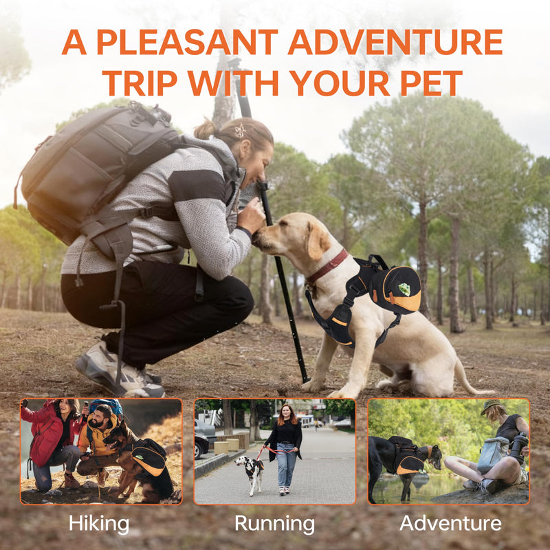 Dog Backpack for Medium & Large Dogs, Detachable Side Bags, Quick-Poop Bag Dispenser | No-Pull Adjustable Harness for Large-Chested Breeds | Non-Slip Handle for Hiking, Walking, Outdoor Adventures（M） M - PawsPlanet Australia