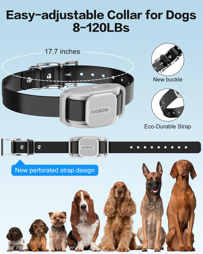 Jugbow Dog Training Collar - 4200FT Dog Collar with Remote for Small Medium Large Dogs, LED Light Electric Collar with Beep/Safe Static/Vibration Modes, IPX8 Waterproof Rechargeable E-Collar(Grey) Grey - PawsPlanet Australia