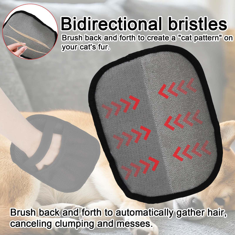 1 Pair Pet Hair Removal Gloves, Reusable Five-Finger Electrostatic Grooming Remover Gloves with Comb Brush Tool Supplies for Cat Dog Hair Removal on Furniture Couch Pet Bed Carpet Rug Curtains