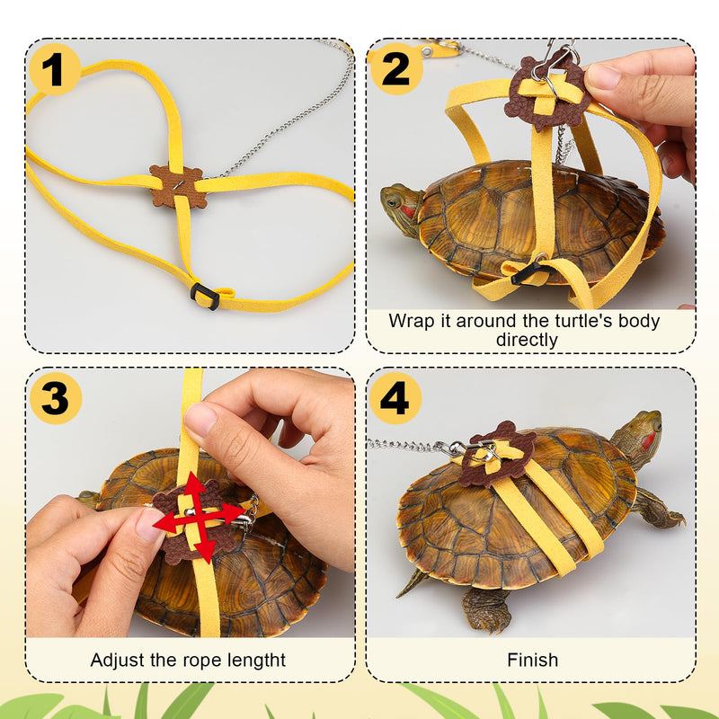 Adjustable Tortoise Leash and Funny Skateboard Set with Curly Grass Decor, Harness and Training Skateboard for Turtle Bearded Dragon Pet Toys(fit for Turtles with a Back Length of 5.1-6.3'') - PawsPlanet Australia