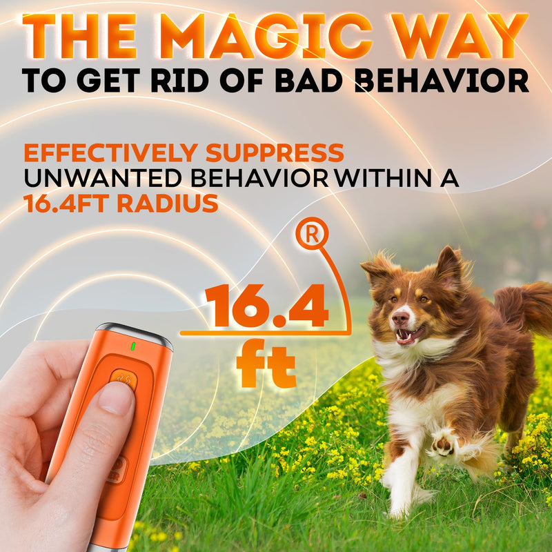 New 2025 Dog Bark Deterrent Device - Dog Barking Control Devices Stops Bad Behavior - Rechargeable Ultrasonic Pet Whistle to Stop Barking with The Touch of a Button up to 16,4 FT (5-120 LBS Orange) - PawsPlanet Australia