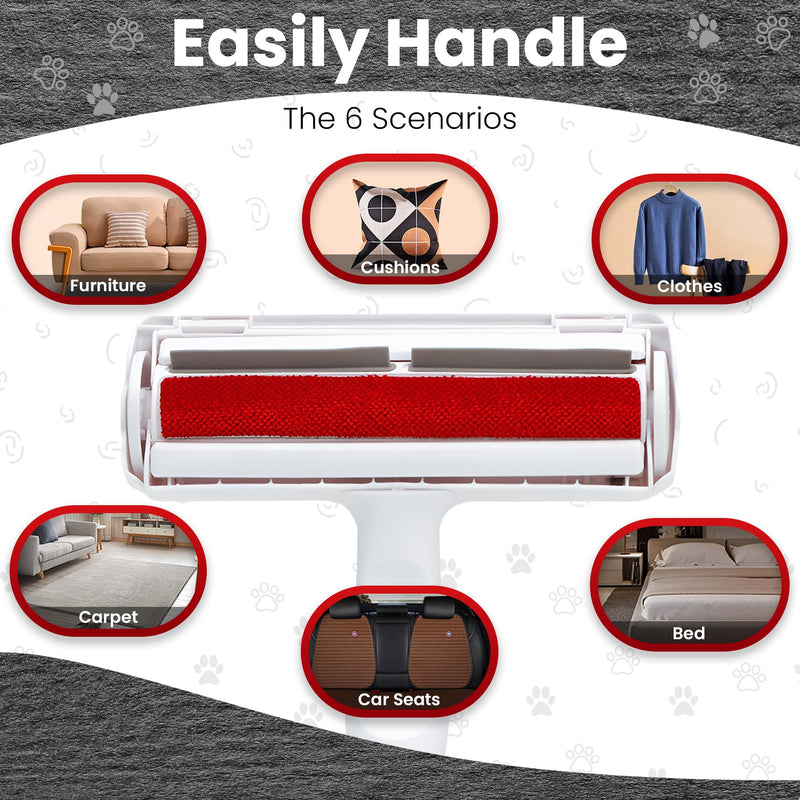Pet Hair Remover for Laundry, Pet Hair Remover and Reusable Lint Roller - Cat and Dog Hair Remover for Furniture, Couch, Carpet, Clothing and Bedding - Portable, Multi-Surface Fur Removal Tool Red - PawsPlanet Australia
