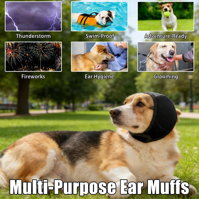2 Dog Ear Defenders Dog Ear Protectors Comfort Dogs Ears Muffs Happy Hoodie for Dogs Waterproof Adjustable Noise Protection Anxiety Relief for Grooming Bathing Swimming