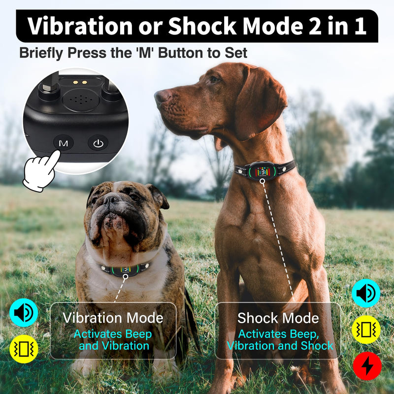 PetJoy Smart Bark Collar, Anti Bark Collar with Optional Shock, Dog Bark Collar for Small Medium Large Dogs - Vibration or Shock Mode 2 in 1 (3 Sensitivity Levels) Black - PawsPlanet Australia