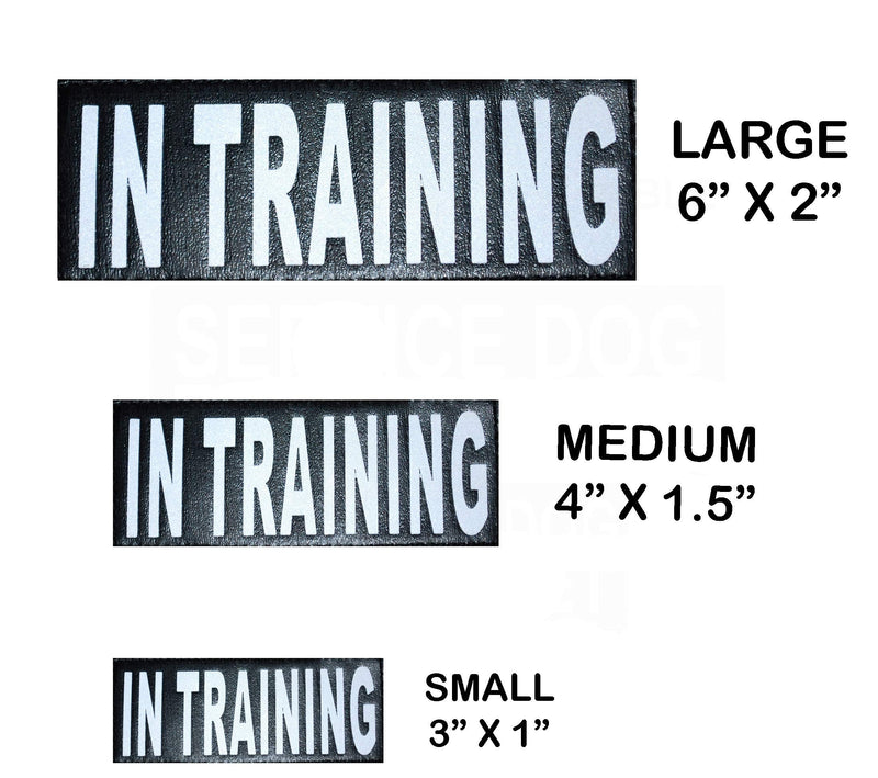 Doggie Stylz Set of 2 Reflective in Training Removable Patches with Hook Backing for Working Dog Harnesses & Vests. Durable and Interchangeable - Comes in 3 Sizes Small, Medium and Large Medium 4" X 1.5" - PawsPlanet Australia