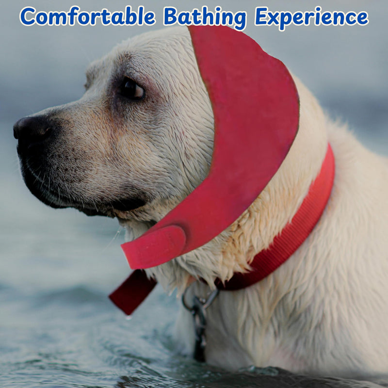 2pcs Dog Ear Covers for Swimming, Ear Protection for Dogs Bathing, Dog Bath Supplies, Ear Wrap for Dogs, Waterproof Ears Covers Swimming Cap, Adjustable Shower Caps, Dog Swim Cap with (Pink, Red, L) Pink, Red - PawsPlanet Australia