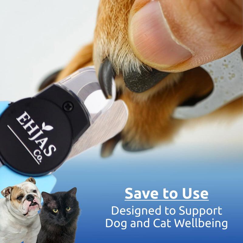 Stainless Steel Pet Nail Trimmer/Clipper with LED Light, Nail Trapper and Filer, Blue, for Dogs and Cats - PawsPlanet Australia